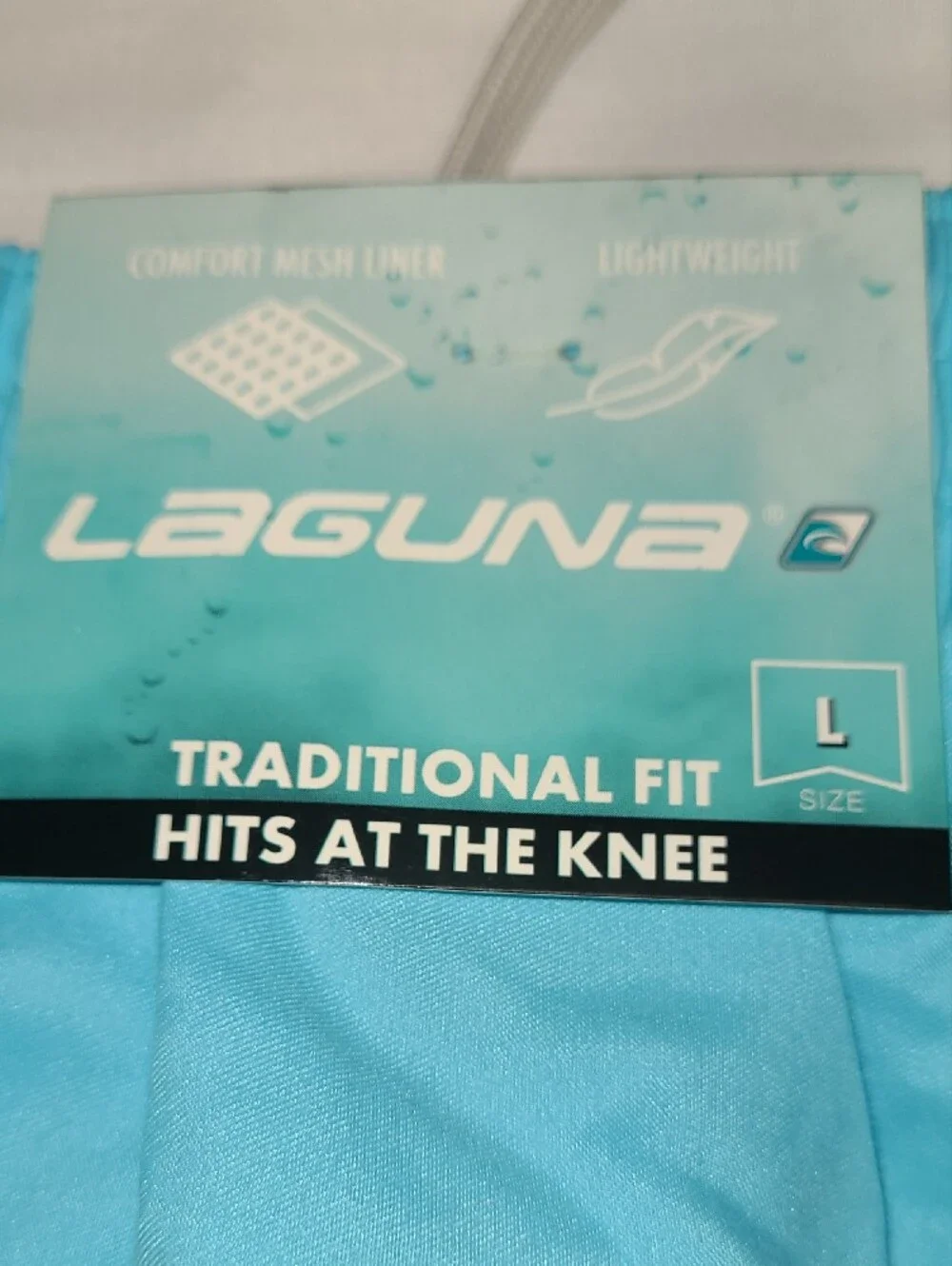 NWT Laguna Men's Aquamarine Swim Trunks Board Shorts w/Drawstring elastic waist